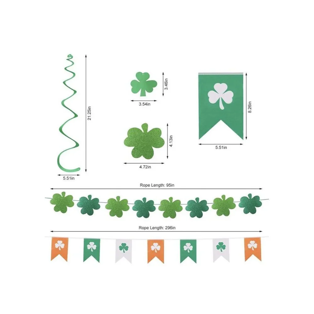 St Patricks Day Hanging Party Green Orange Swirls Banner Decorations Classroom